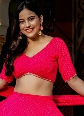 PINK ZARI & CODING LACE WORK WITH LEHERIYA PRINTED GEORGETTE NAVRATRI STITCHED LEHENGA CHOLI 5