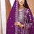 women's stylish purple faux georgette embroidered palazzo suit with dupatta 