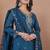  blue silk blend  sequin embroidered sharara suit stitched for women's
