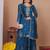  blue silk blend  sequin embroidered sharara suit stitched for women's