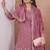 onion pink silk blend  sequin embroidered sharara suit for women's