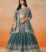 DOVE BLUE GEORGETTE SEQUINS & ZARI EMBROIDERED STITCHED LEHENGA CHOLI