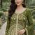 mehendi silk blend  sequin embroidered stitched sharara suit with dupatta for women's
