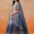 NAVY BLUE GEORGETTE SEQUINS & ZARI EMBROIDERED STITCHED LEHENGA CHOLI