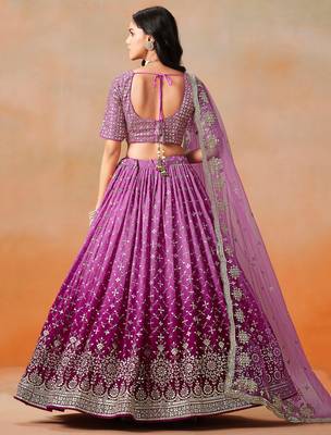 RANI PINK GEORGETTE SEQUINS & ZARI EMBROIDERED STITCHED LEHENGA CHOLI 3