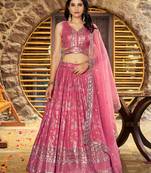 PEACH DOLA SILK SEQUINS & ZARI EMBROIDERED STITCHED LEHENGA CHOLI