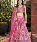 PINK DOLA SILK SEQUINS & ZARI EMBROIDERED STITCHED LEHENGA CHOLI