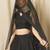 BLACK GEORGETTE SEQUINS & THREAD EMBROIDERED STITCHED LEHENGA CHOLI