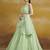 MINT GREEN GEORGETTE SEQUINS & THREAD EMBROIDERED  STITCHED LEHENGA CHOLI