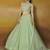MINT GREEN GEORGETTE SEQUINS & THREAD EMBROIDERED  STITCHED LEHENGA CHOLI