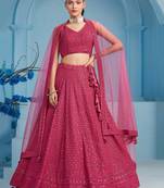 PINK GEORGETTE SEQUINS & THREAD EMBROIDERED STITCHED LEHENGA CHOLI