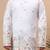 Boys white silk blend floral embroidered border kurta & pyjama set