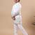 Boys white silk blend floral embroidered border kurta & pyjama set