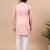 Boys peach silk blend floral embroidered border kurta & pyjama set