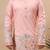 Boys peach silk blend floral embroidered border kurta & pyjama set
