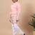 Boys peach silk blend floral embroidered border kurta & pyjama set