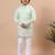 Boys pista green silk blend  floral embroidered border kurta & pyjama set
