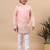 Boys peach silk blend geometric floral embroidered border kurta & pyjama set