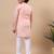 Boys peach silk blend geometric floral embroidered border kurta & pyjama set