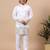 Boys white silk blend  geometric floral embroidered border kurta & pyjama set