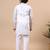 Boys white silk blend  geometric floral embroidered border kurta & pyjama set