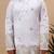 Boys white silk blend  geometric floral embroidered border kurta & pyjama set