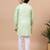 Boys pista green silk blend  floral embroidered border kurta & pyjama set