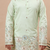 Boys pista green silk blend  floral embroidered border kurta & pyjama set