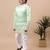 Boys pista green silk blend  floral embroidered border kurta & pyjama set