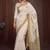 Ethnic motifs zari linen blend kasavu saree