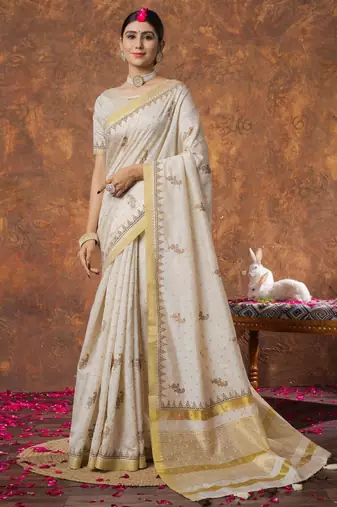 Woven design zari kasavu sarees