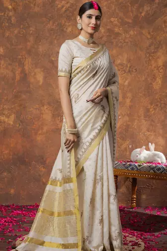 Woven design zari kasavu sarees
