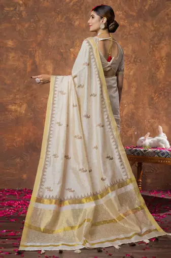 Woven design zari kasavu sarees