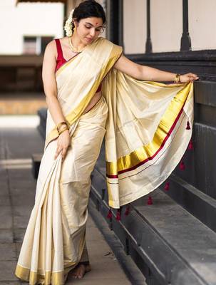 Zari pure cotton kasavu saree 1