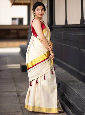 Zari pure cotton kasavu saree 2