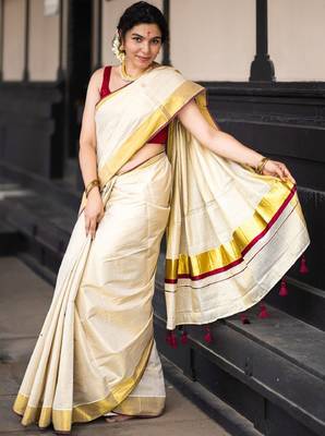 Zari pure cotton kasavu saree 3