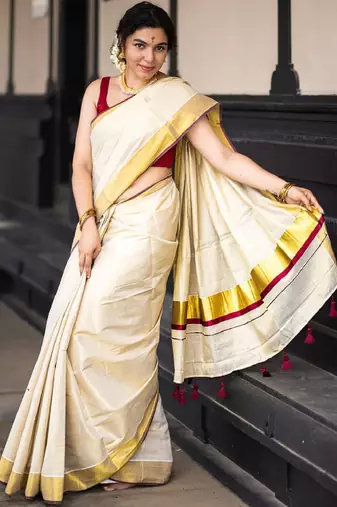 Zari pure cotton kasavu saree