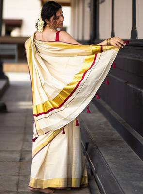 Zari pure cotton kasavu saree 4