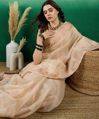 Striped design zari woven kanjeevaram saree with blouse 1