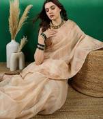 Striped design zari woven kanjeevaram saree with blouse