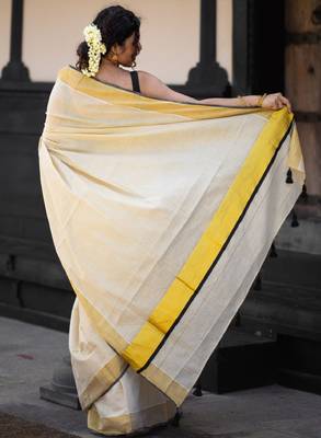 Zari pure cotton kasavu saree 3