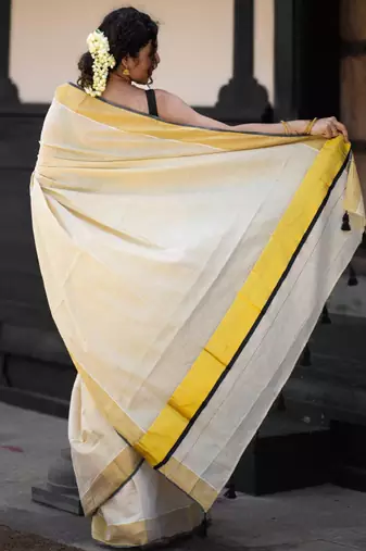 Zari pure cotton kasavu saree