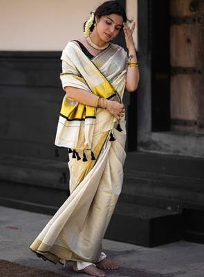 Zari pure cotton kasavu saree 4