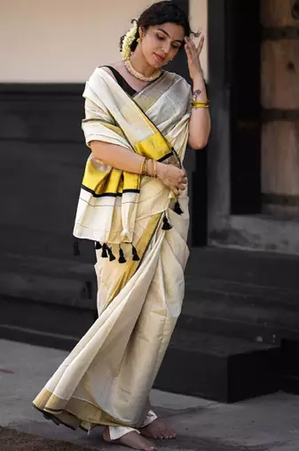 Zari pure cotton kasavu saree