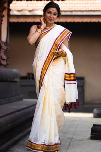 Zari pure cotton kasavu saree