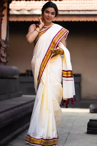 Zari pure cotton kasavu saree
