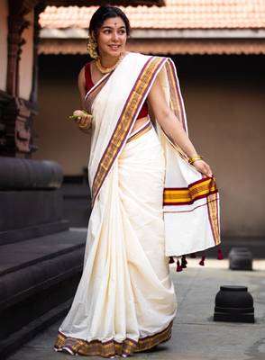 Zari pure cotton kasavu saree 3