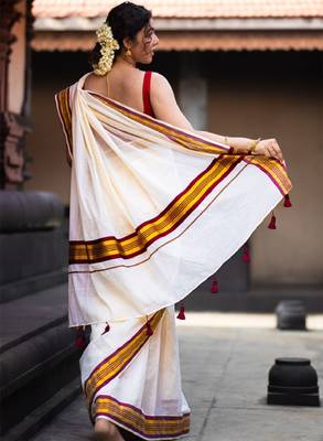 Zari pure cotton kasavu saree 4