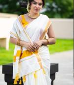 Zari pure cotton kasavu saree