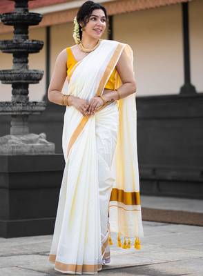 Zari pure cotton kasavu saree 2
